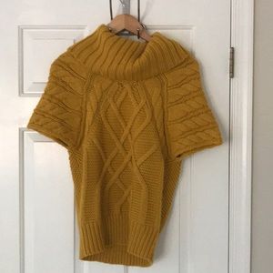 Loft short sleeved cowl necked cable knit sweater